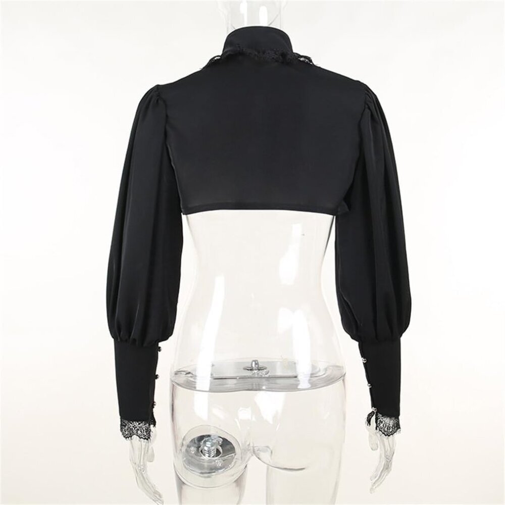 Women Black 4 Bolero Shrug Goth Crop Top Fairy Shrugs for Dresses - Picture 3 of 7